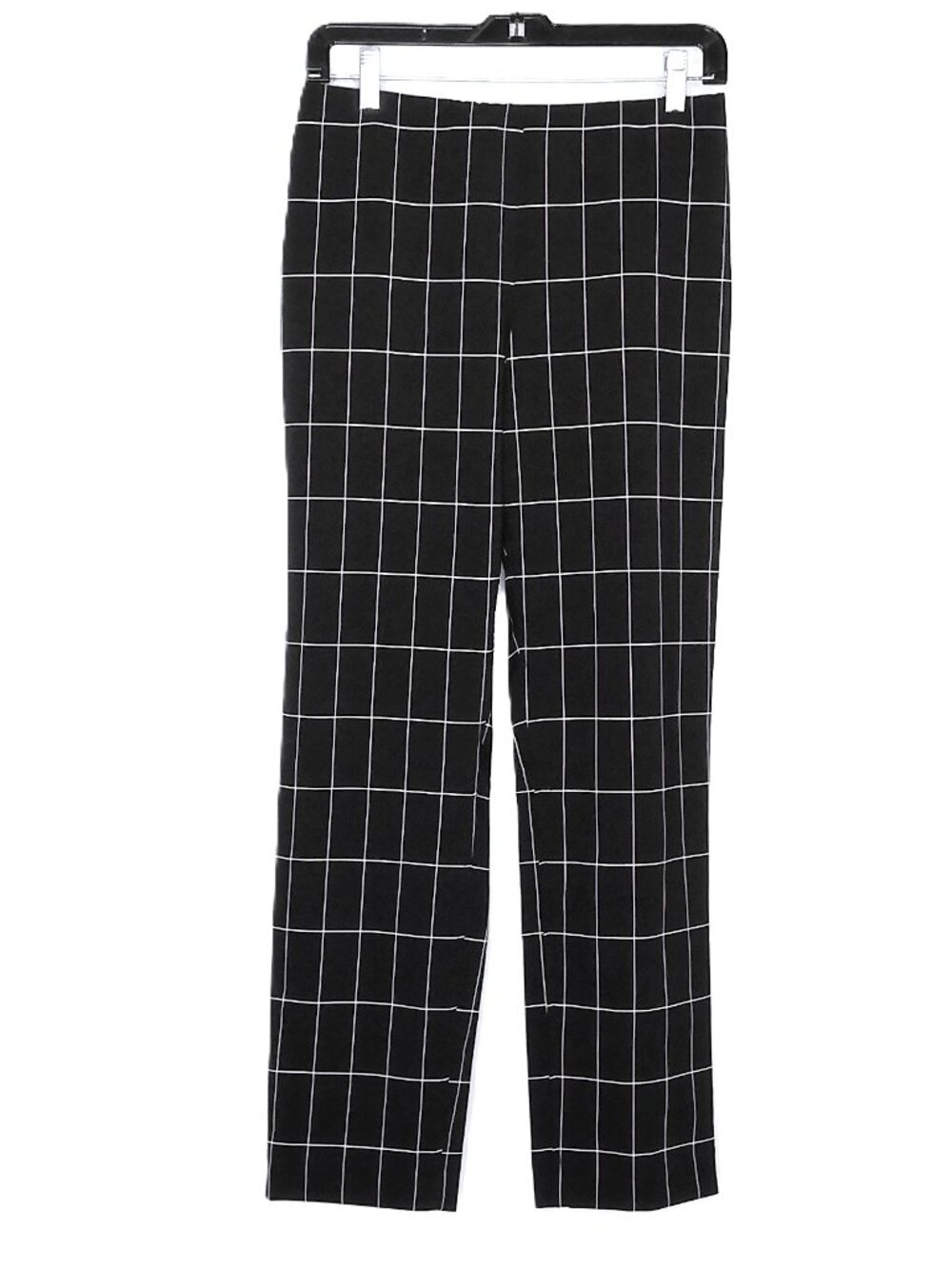 Adrianna Papell Pants Black & White Windowpane Check Career Pull On Ankle Sz 12